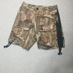Mossy Oak Womens SZ Medium Camo Camping Hike Shorts Cargo Drawstring on sides .